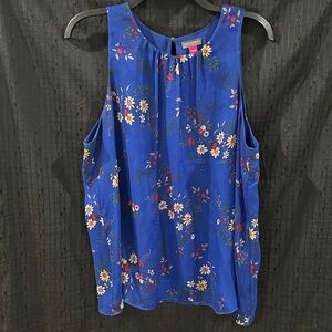 Vince Camuto Vibrant Blue Floral Tank Top